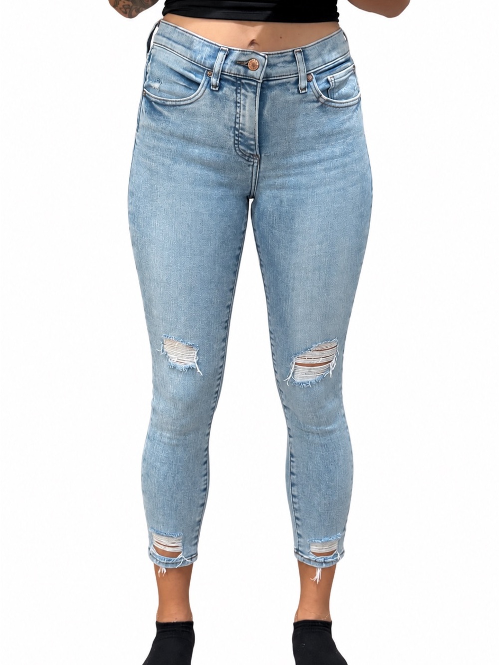 Express Mid-Rise Cropped Skinny Light Wash - Women size 4